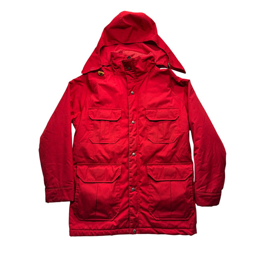 Vintage Woolrich Mens Red Hooded Parka Jacket Size M 9491