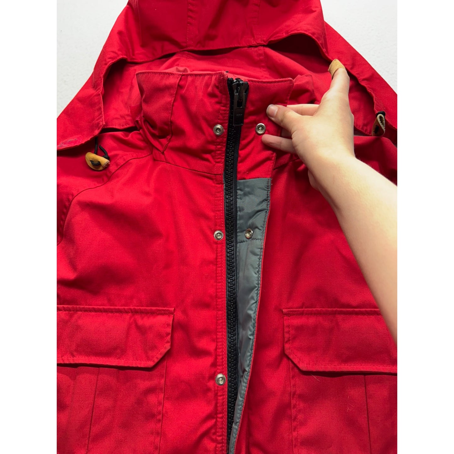 Vintage Woolrich Mens Red Hooded Parka Jacket Size M 9491