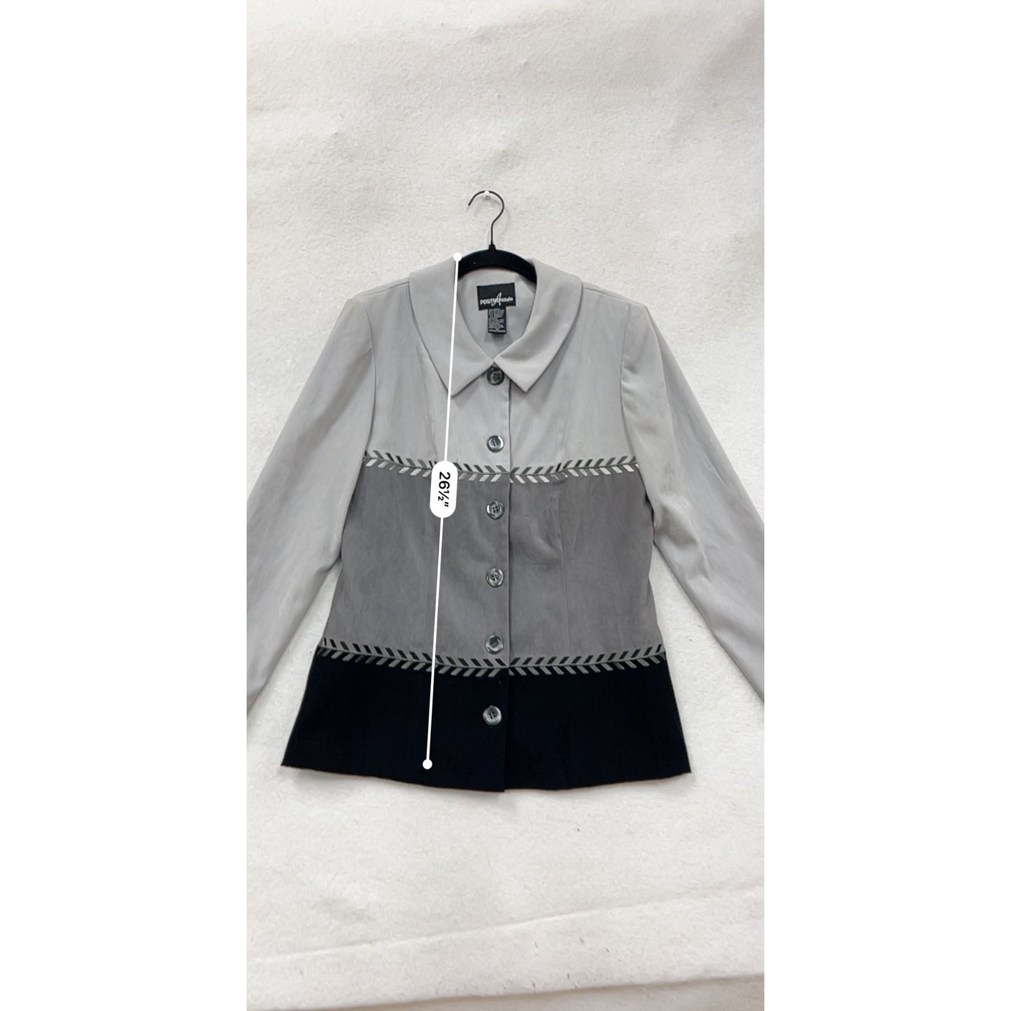 Positive Attitude Color Block Button-Up Jacket #8654