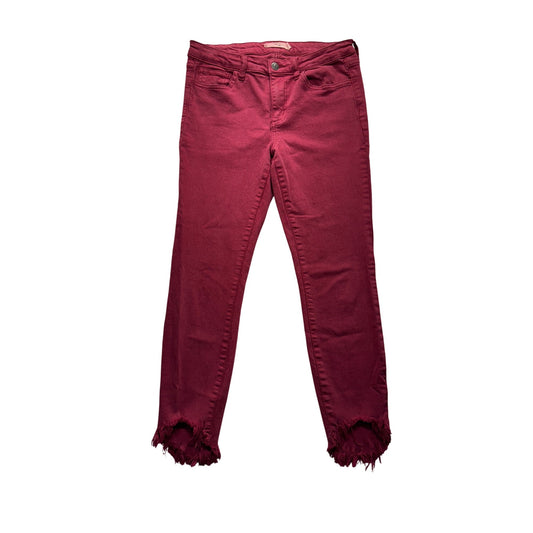 Cello Frayed Hem Jeans Size 7 Cotton/Rayon Red #7932