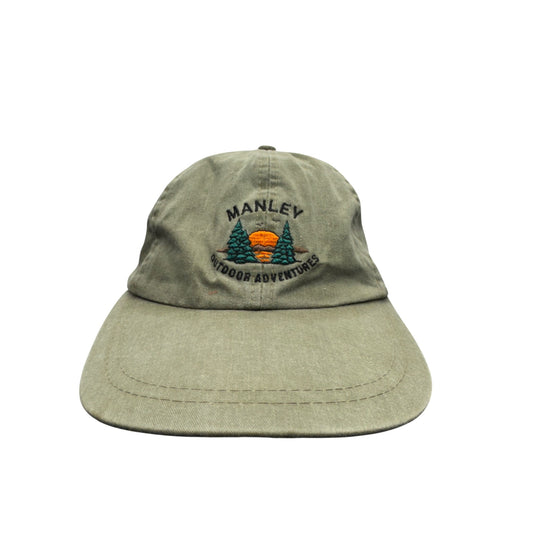 Manley Outdoor Adventures Olive Green Cotton Baseball Cap Adjustable Strap #9674