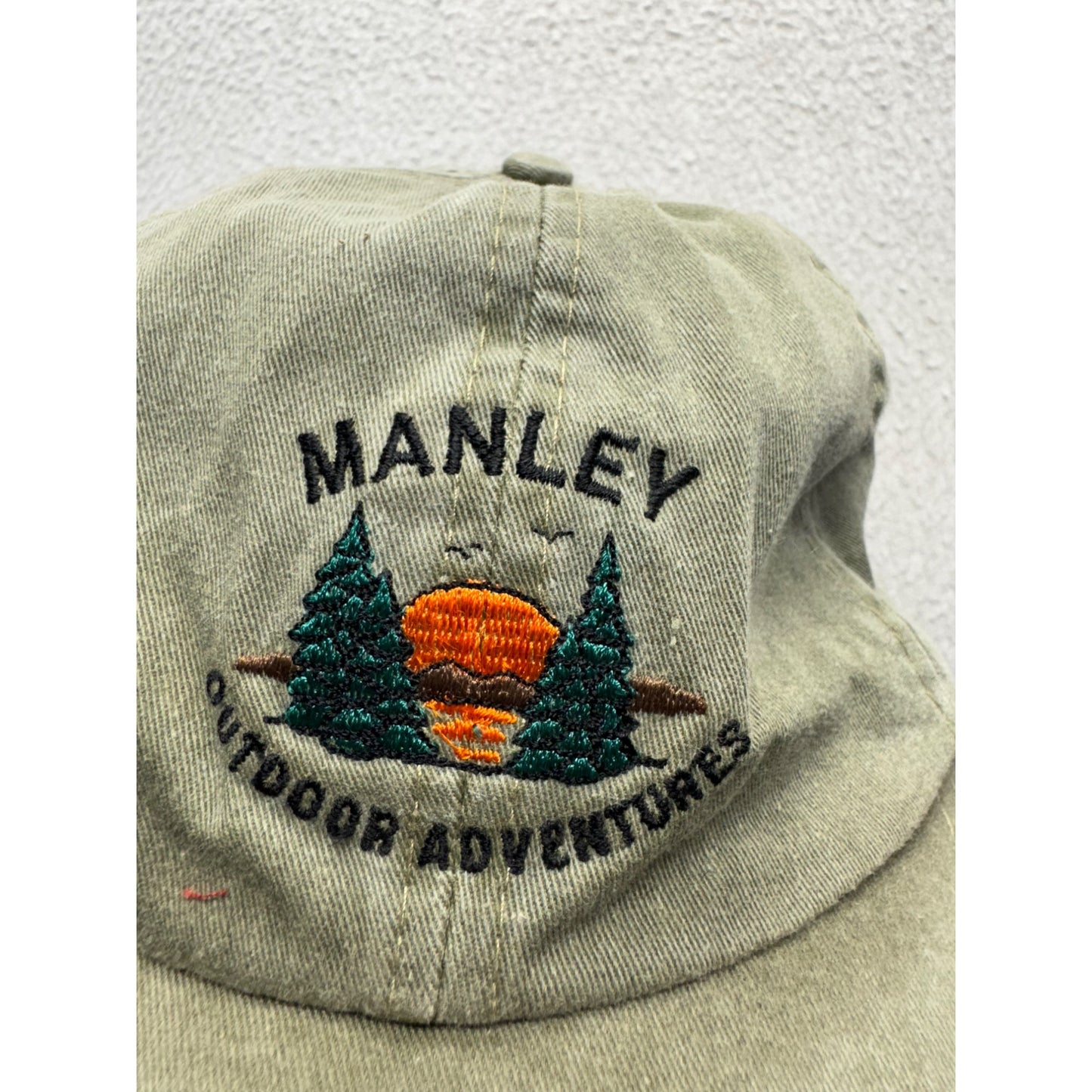 Manley Outdoor Adventures Olive Green Cotton Baseball Cap Adjustable Strap #9674