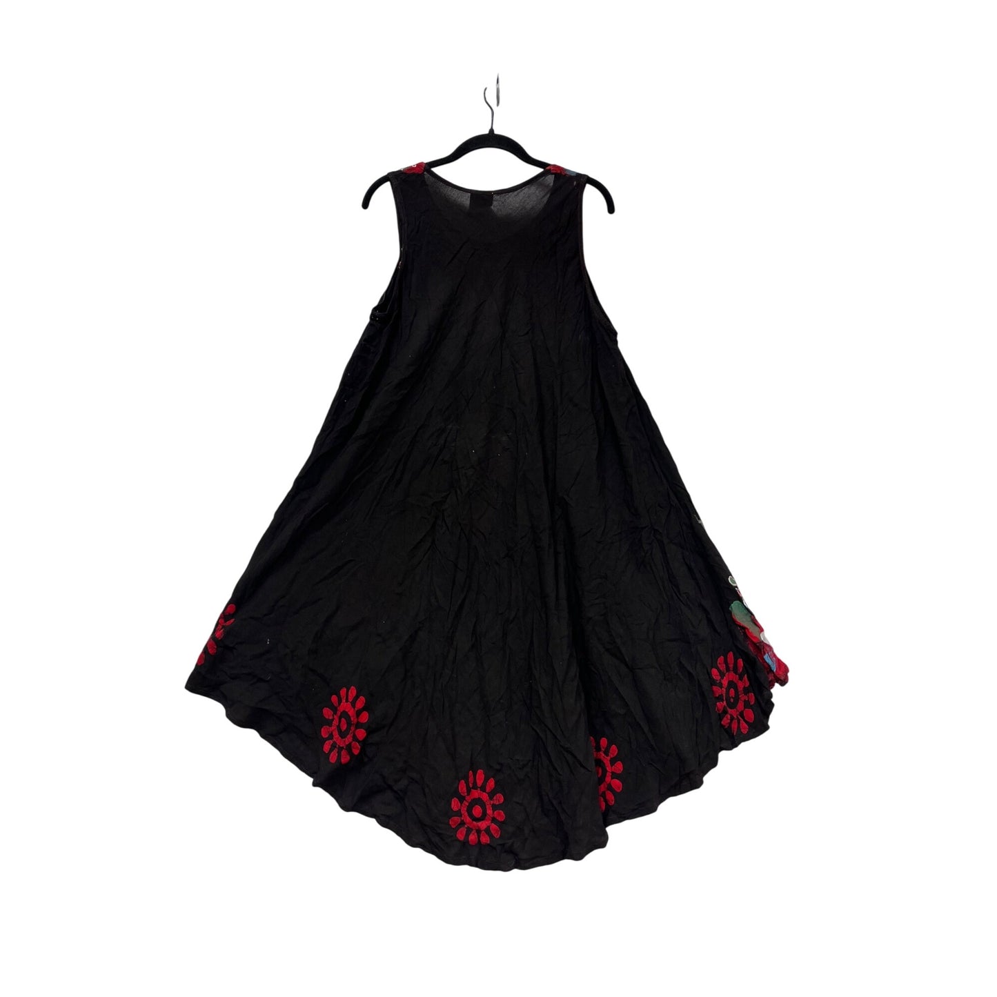 Asha Womens Embroidered Black Sleeveless Dress Free Size #413A