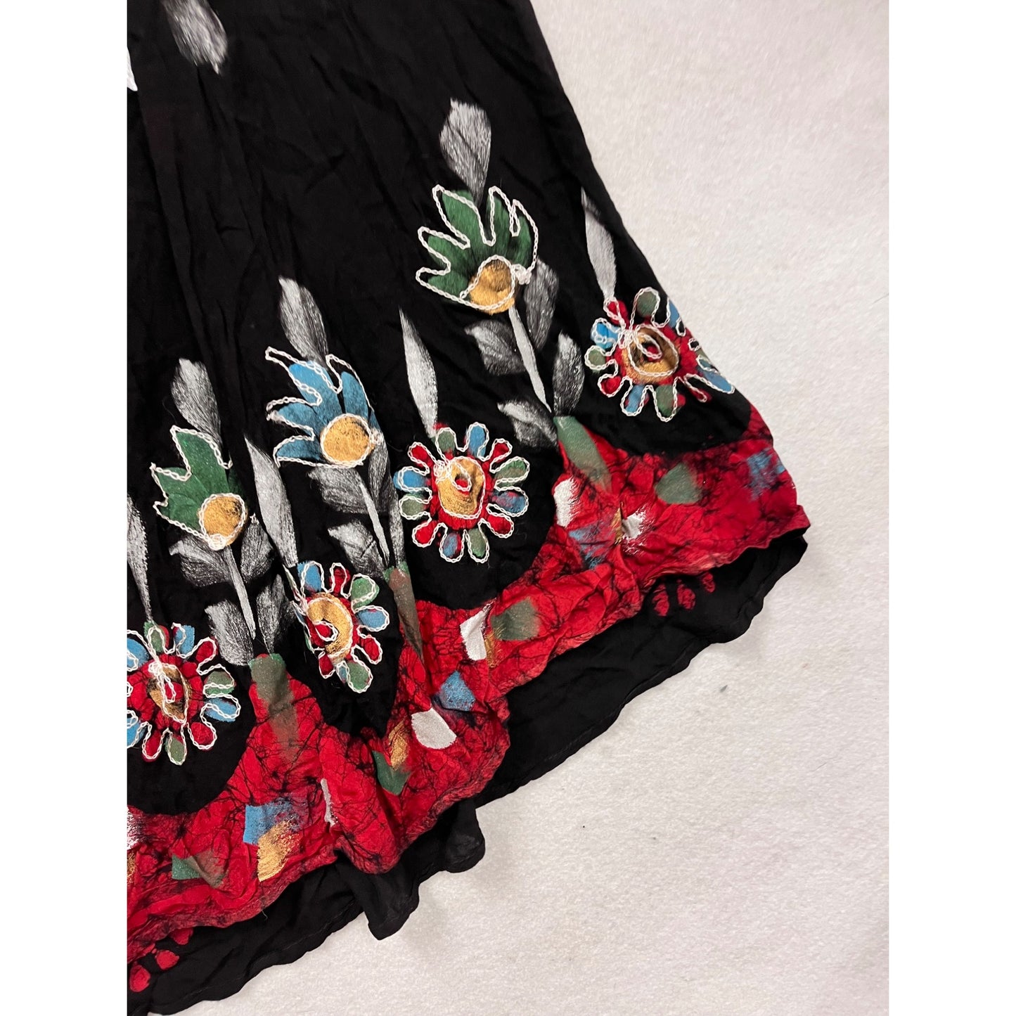 Asha Womens Embroidered Black Sleeveless Dress Free Size #413A