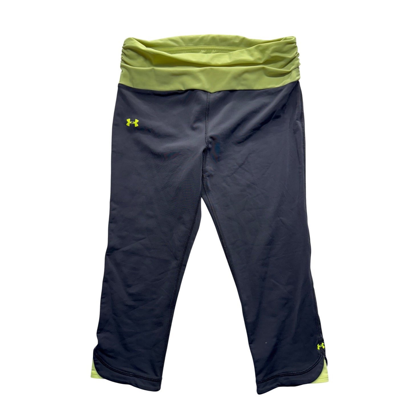 Under Armour Black & Green Capri Leggings Stretch Activewear Size M 251B