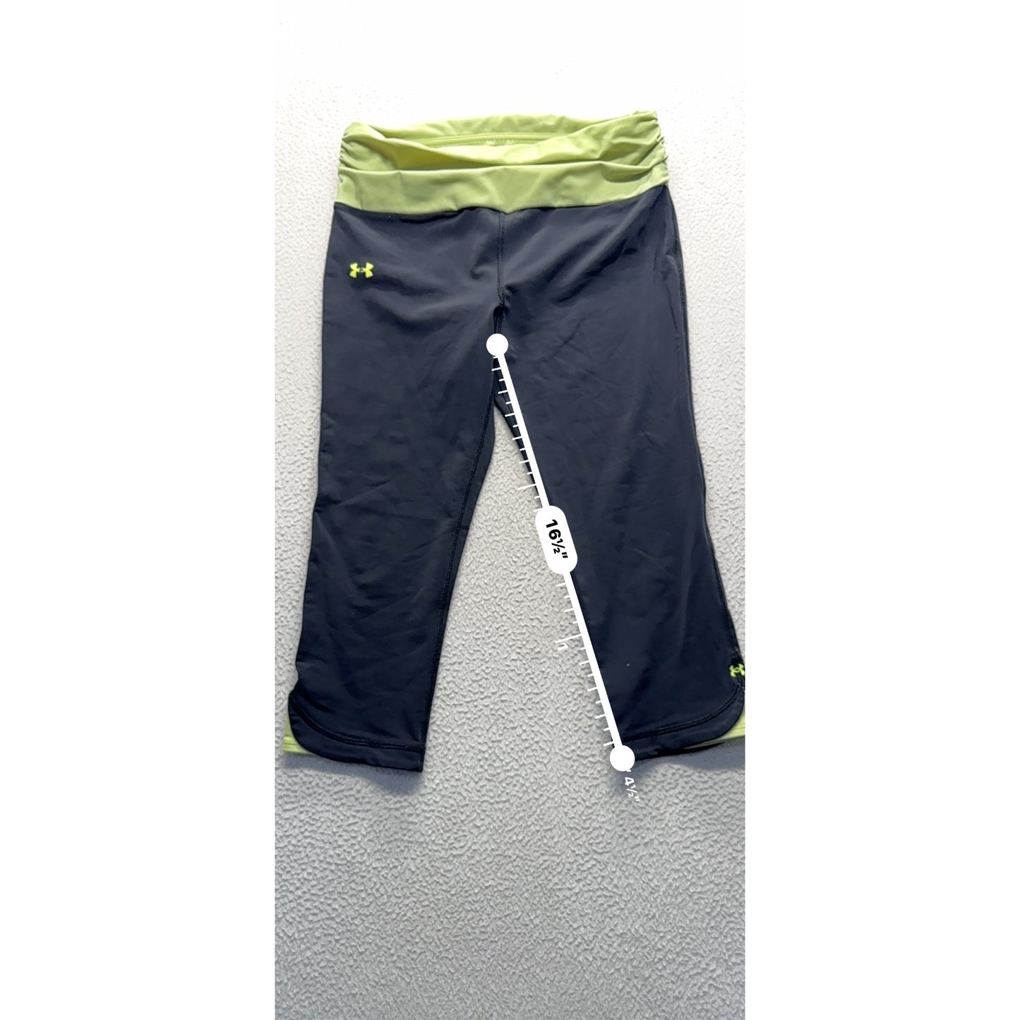 Under Armour Black & Green Capri Leggings Stretch Activewear Size M 251B
