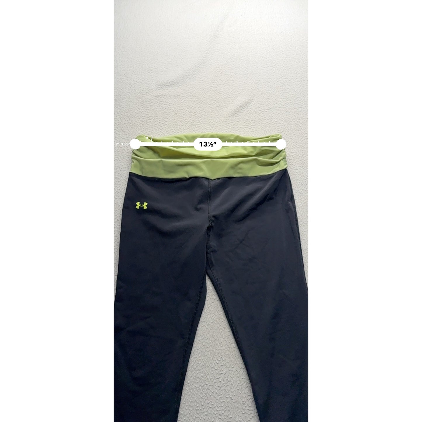 Under Armour Black & Green Capri Leggings Stretch Activewear Size M 251B