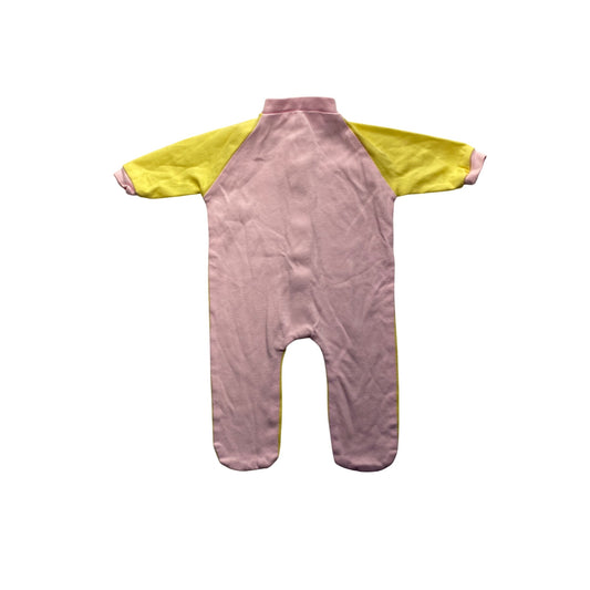 Vintage Yellow & Pink Baby Sleeper Pajamas With Snap Closures #7179