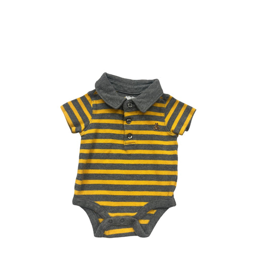 BabyGap 0-3M Striped Yellow & Gray Polo With Collar & Buttons #137C