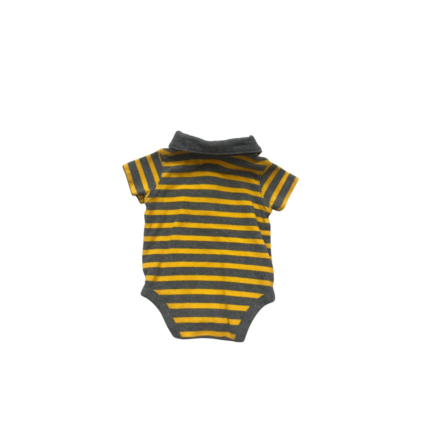 BabyGap 0-3M Striped Yellow & Gray Polo With Collar & Buttons #137C