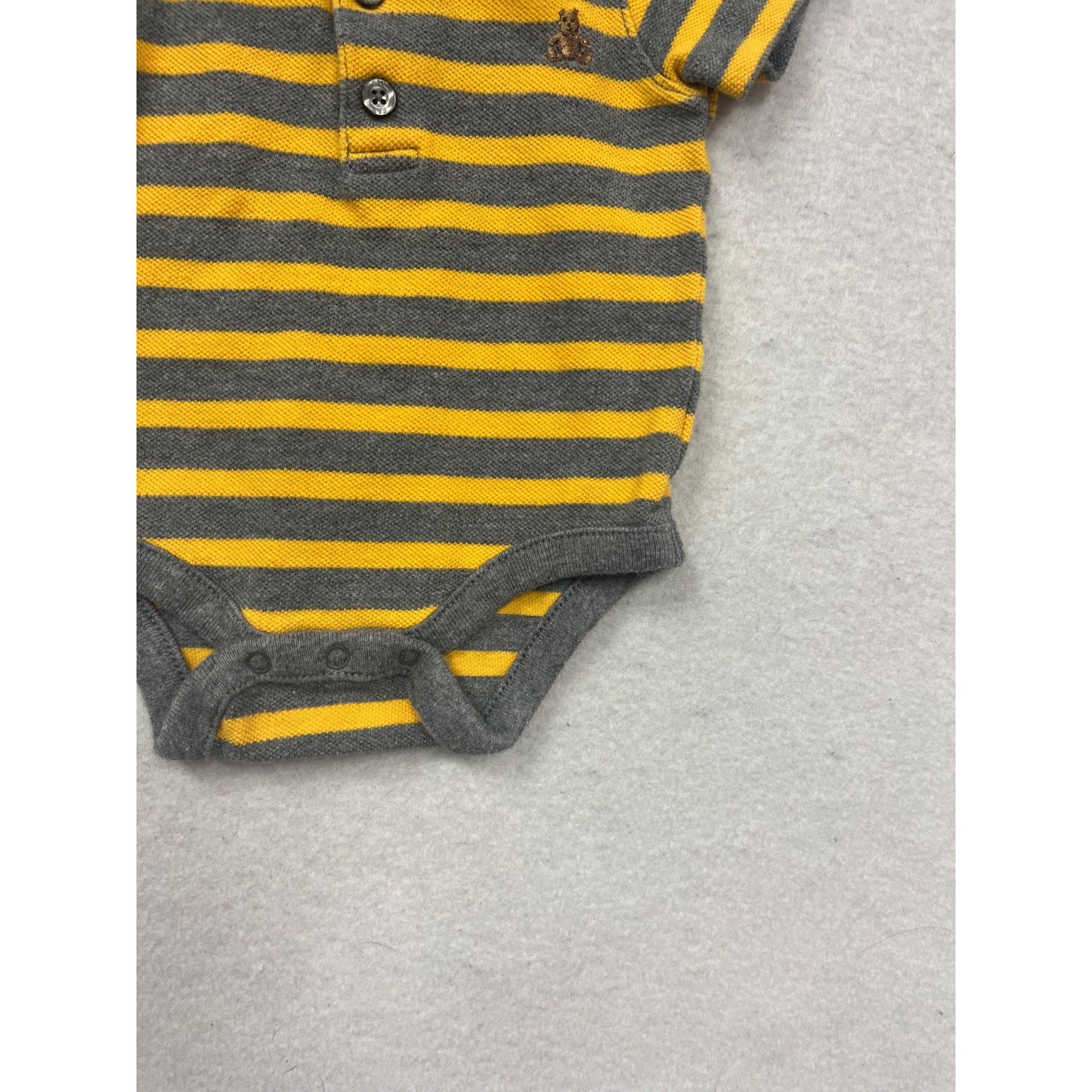 BabyGap 0-3M Striped Yellow & Gray Polo With Collar & Buttons #137C