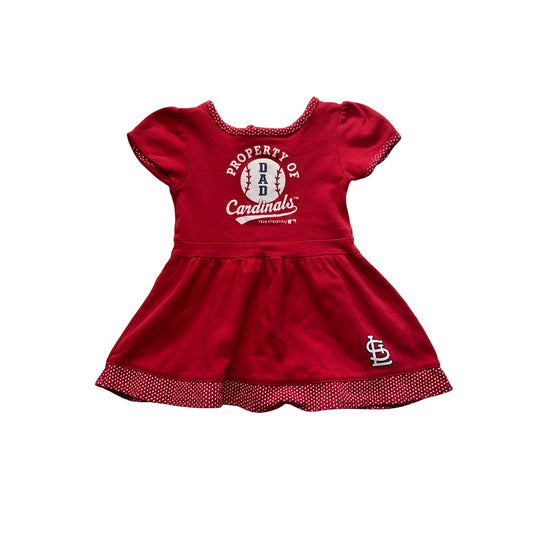 Genuine MLB Cardinals Toddler Dress 2T Red Polka Dot Trim #7288