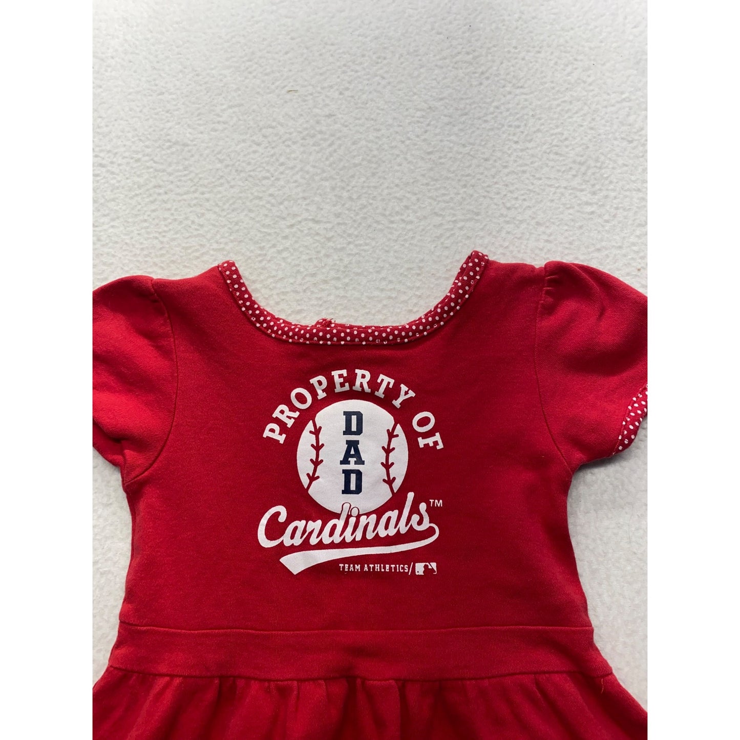 Genuine MLB Cardinals Toddler Dress 2T Red Polka Dot Trim #7288