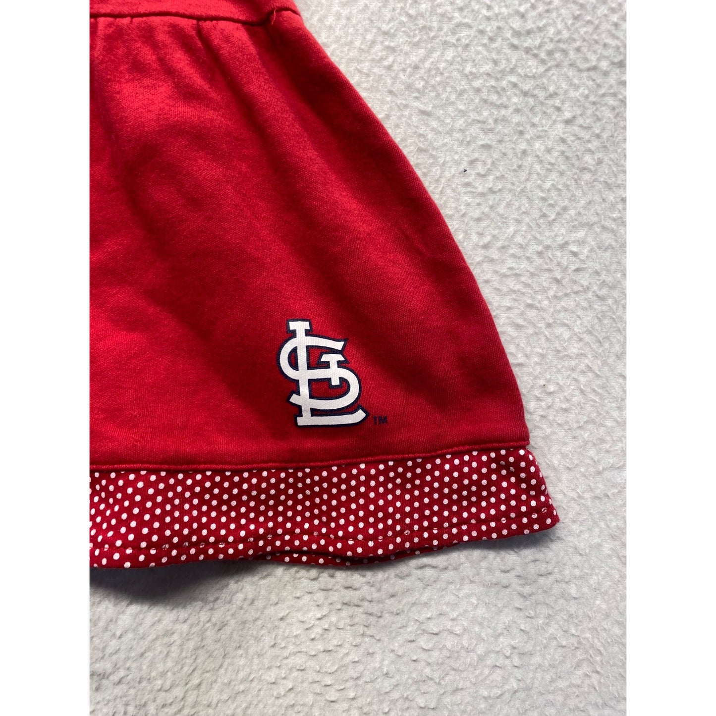 Genuine MLB Cardinals Toddler Dress 2T Red Polka Dot Trim #7288