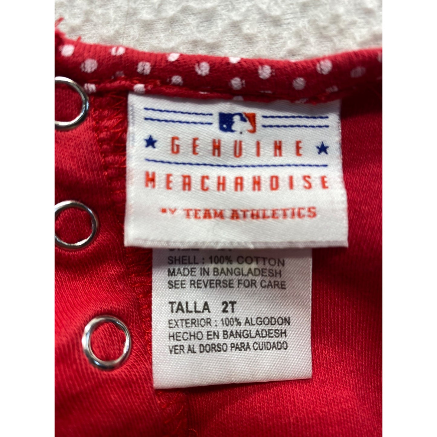 Genuine MLB Cardinals Toddler Dress 2T Red Polka Dot Trim #7288
