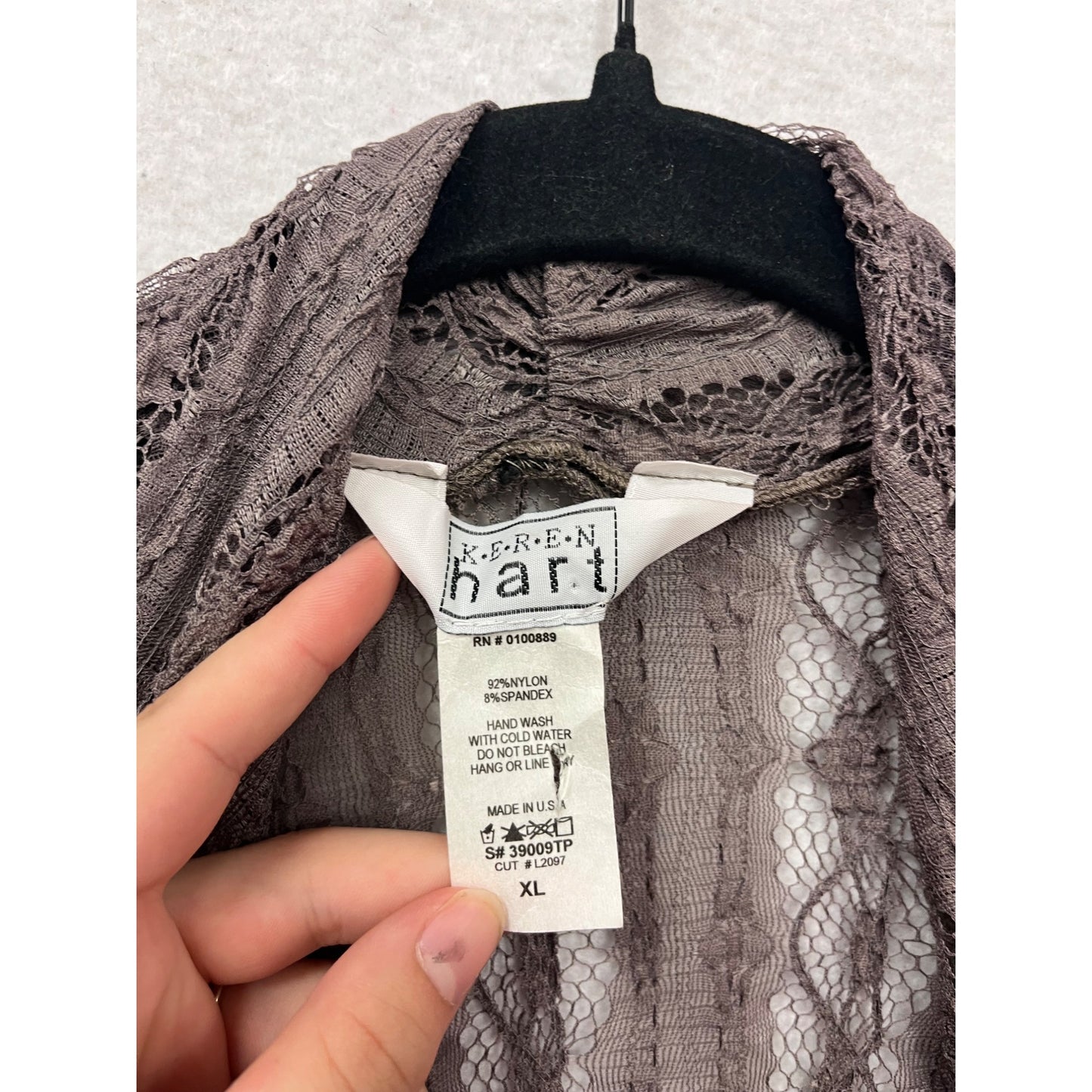 Karen Hart Lace Cardigan Open Front XL #496A