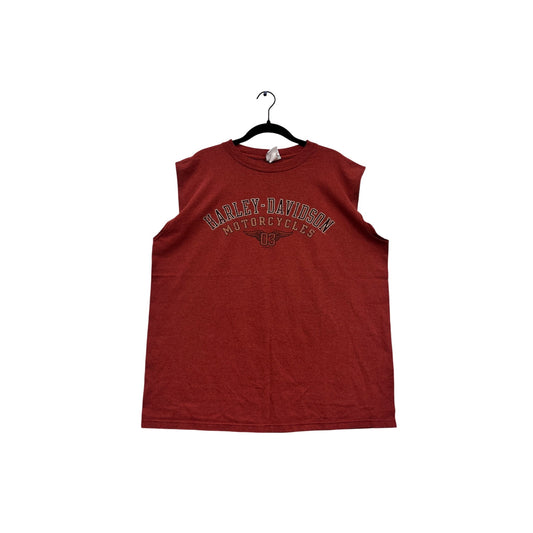 Harley-Davidson Red Sleeveless T-Shirt Size XL #620A