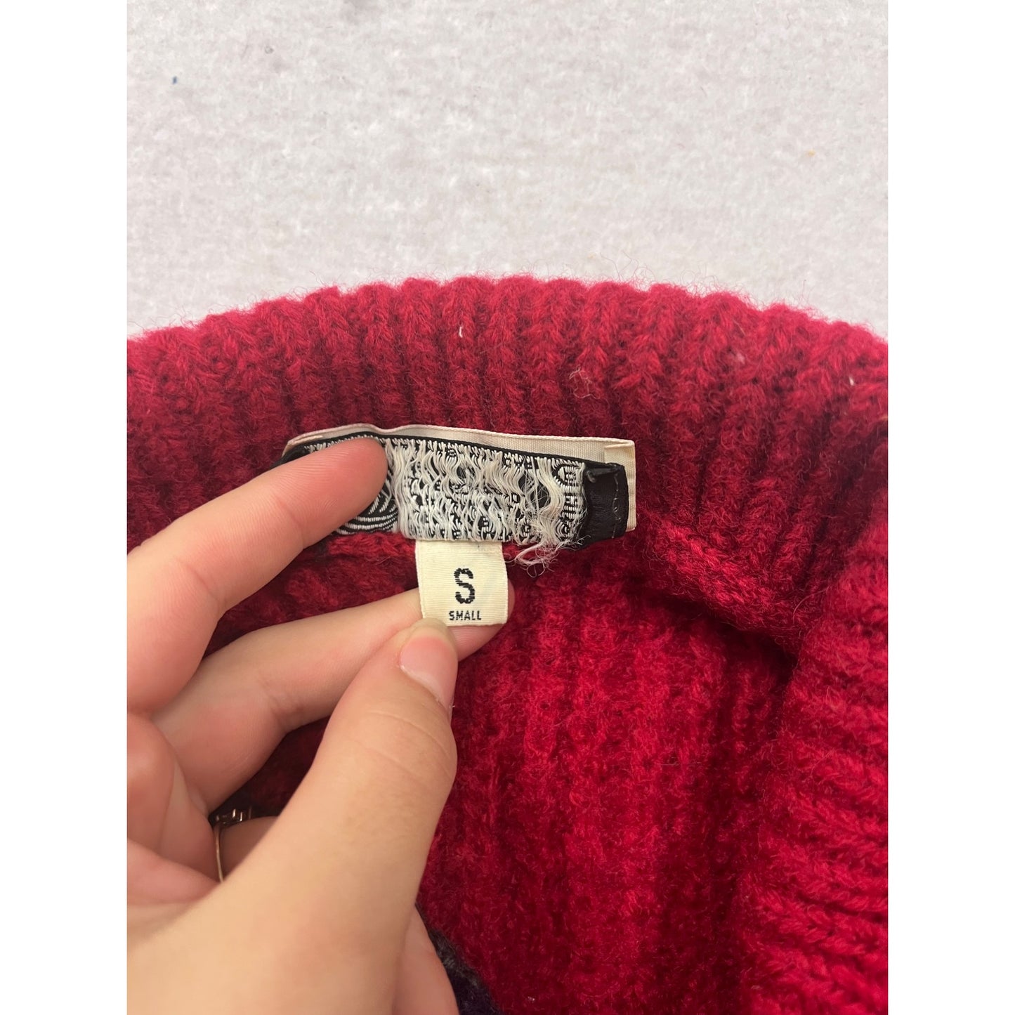 Ken Browne Hand Framed Red Wool Sweater S #843A