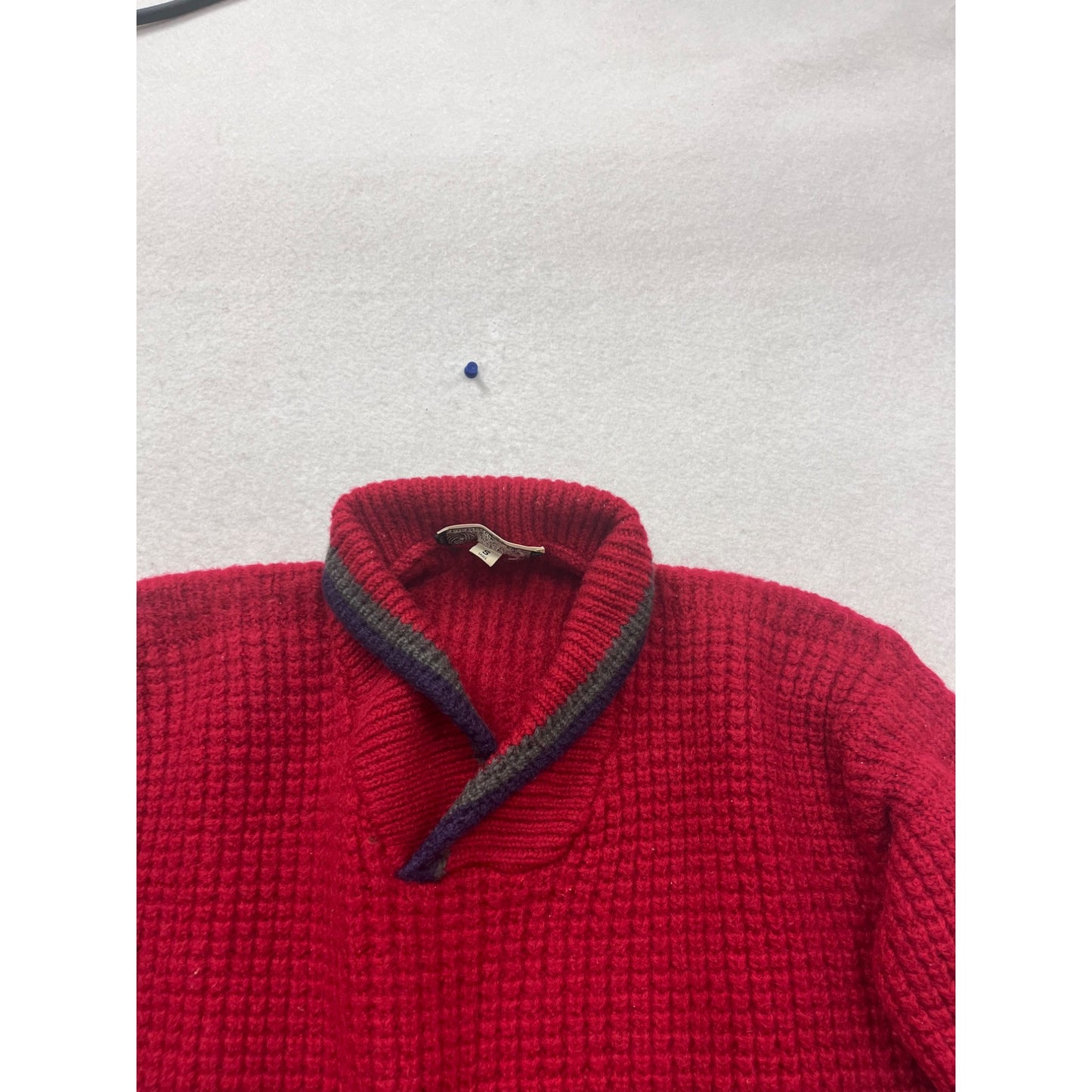 Ken Browne Hand Framed Red Wool Sweater S #843A