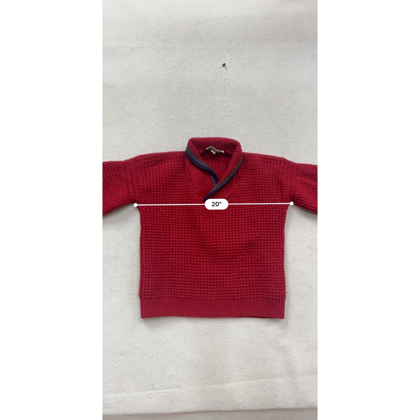 Ken Browne Hand Framed Red Wool Sweater S #843A