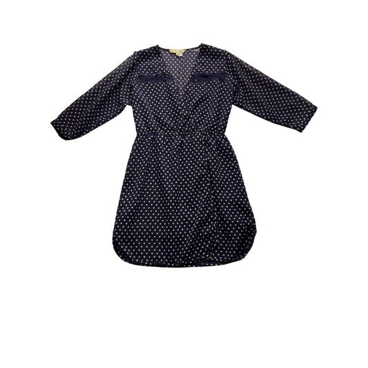 Yumi Polka Dot Wrap Dress Navy With Lace Detail #7545