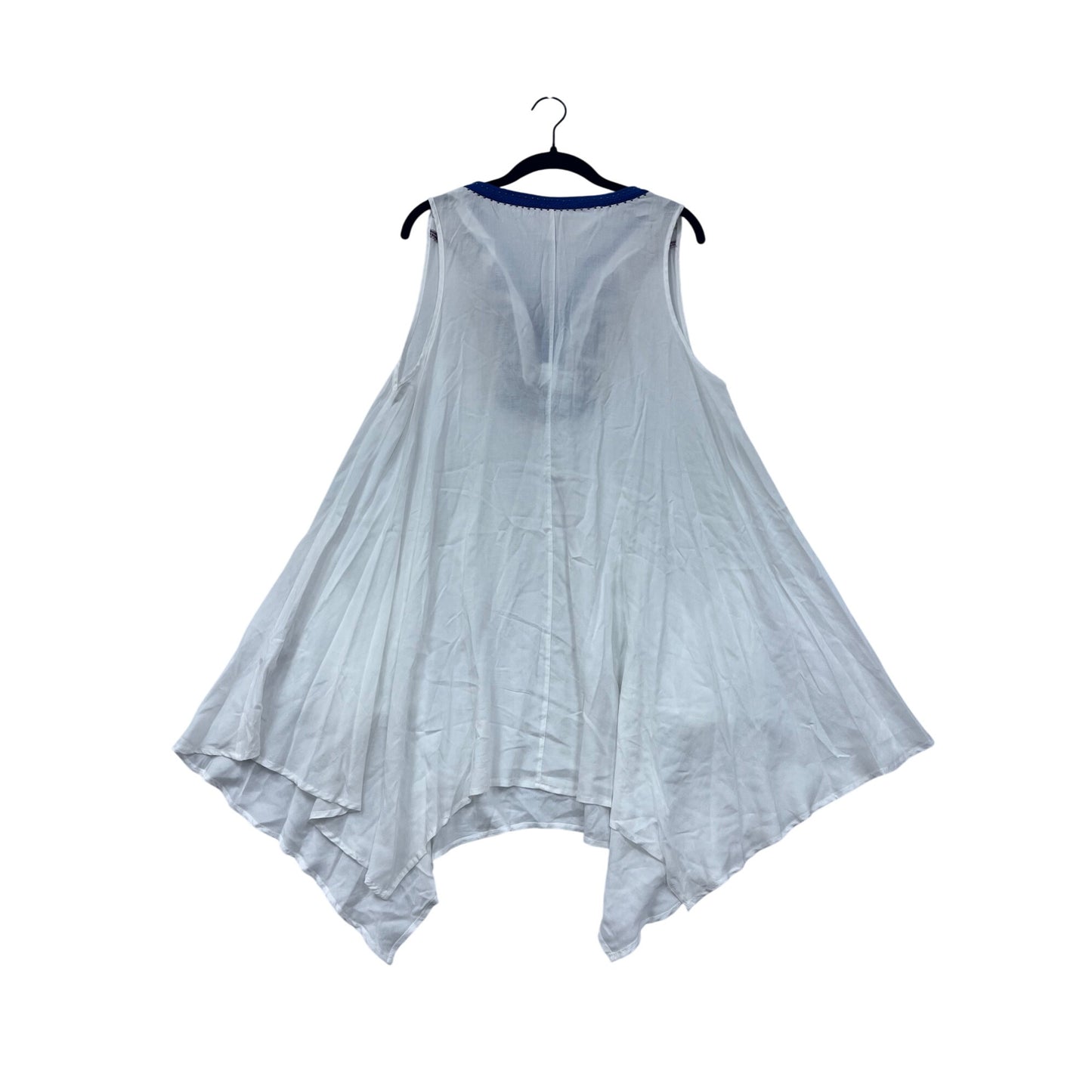 White Sleeveless Embroidered Beach Dress With Pockets #8720