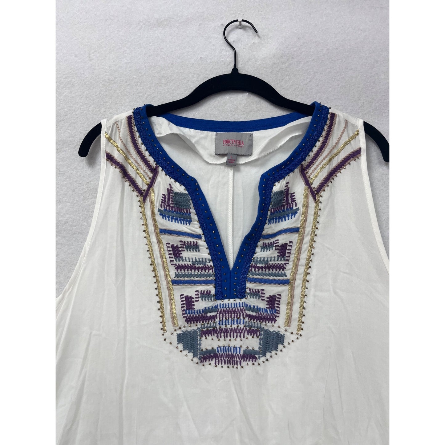 White Sleeveless Embroidered Beach Dress With Pockets #8720