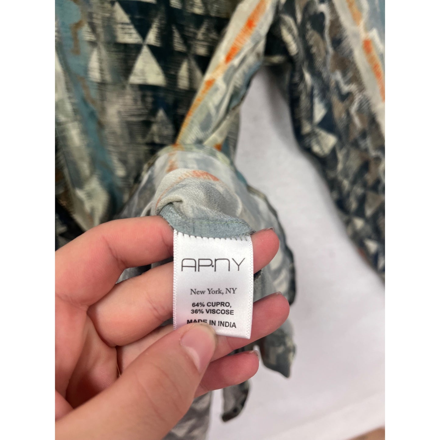 APNY Geometric Print Button-Down Shirt Small #8724