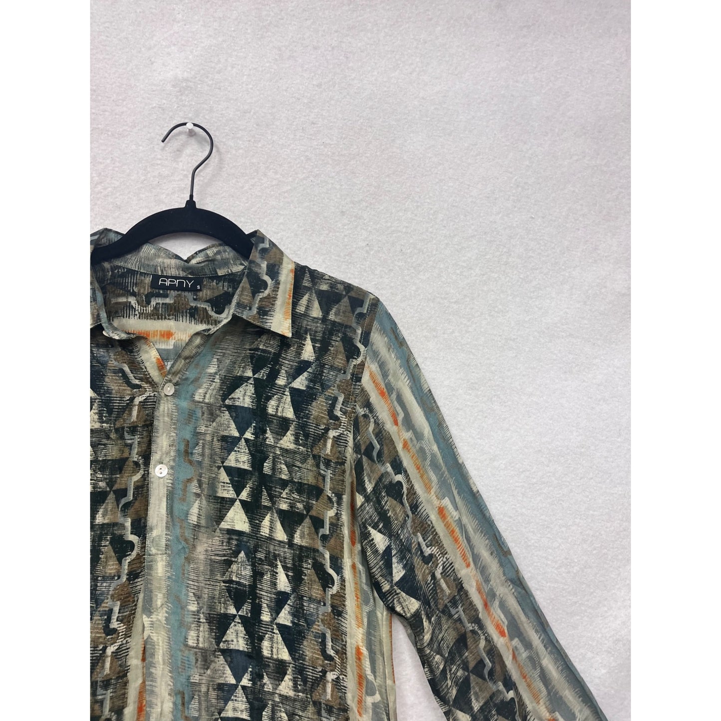 APNY Geometric Print Button-Down Shirt Small #8724