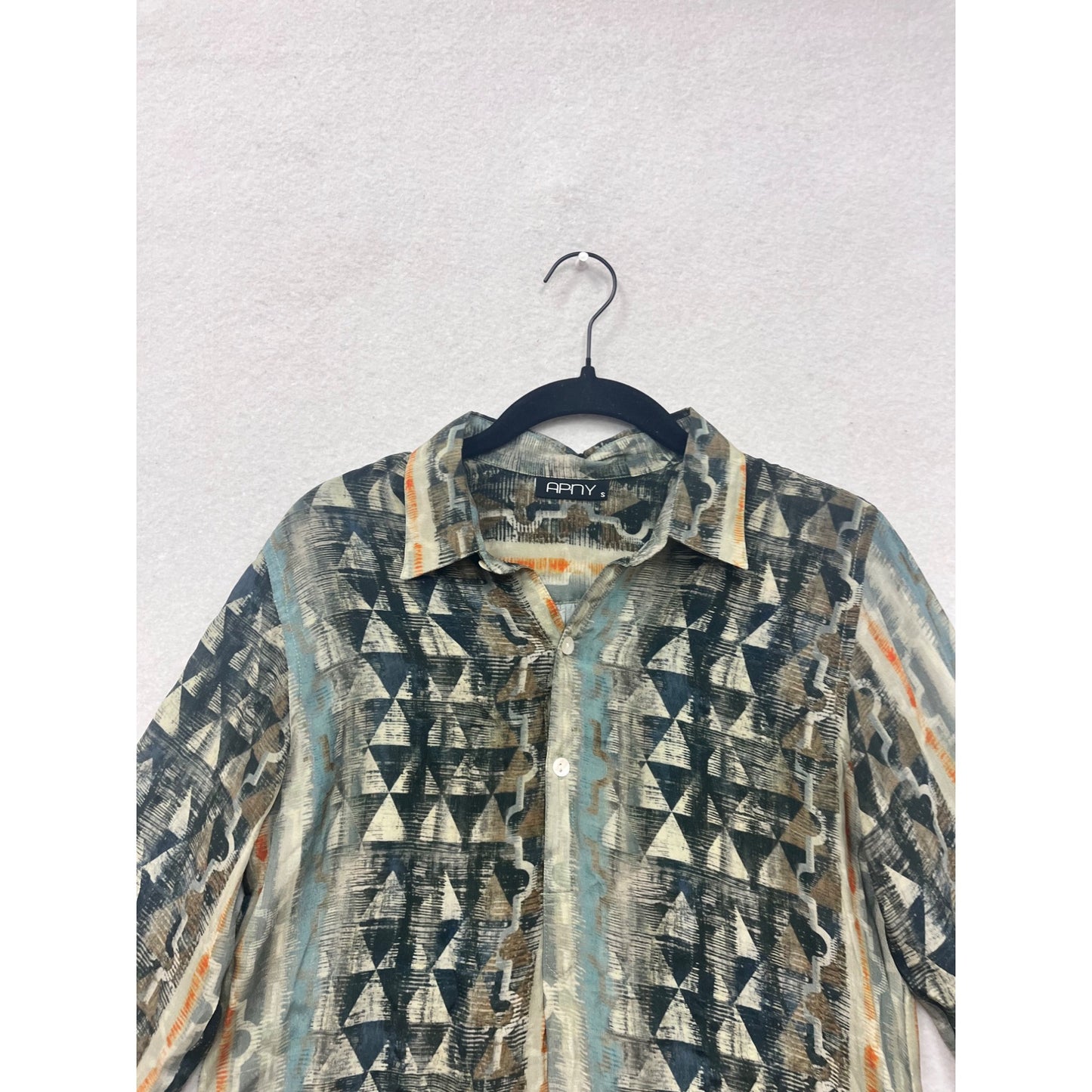 APNY Geometric Print Button-Down Shirt Small #8724
