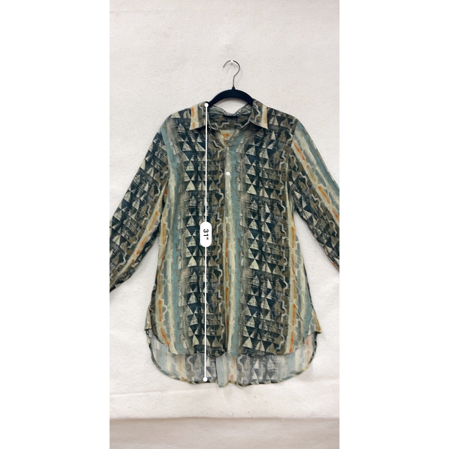 APNY Geometric Print Button-Down Shirt Small #8724