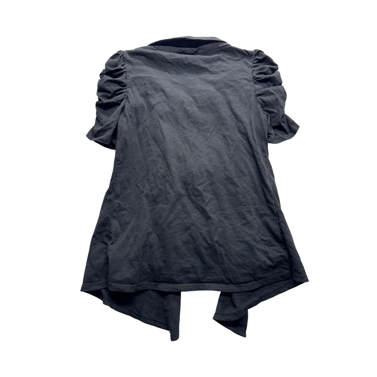 Black & White Ruched Sleeve Layered Top With Mesh Detail By Amy Byer L #7756