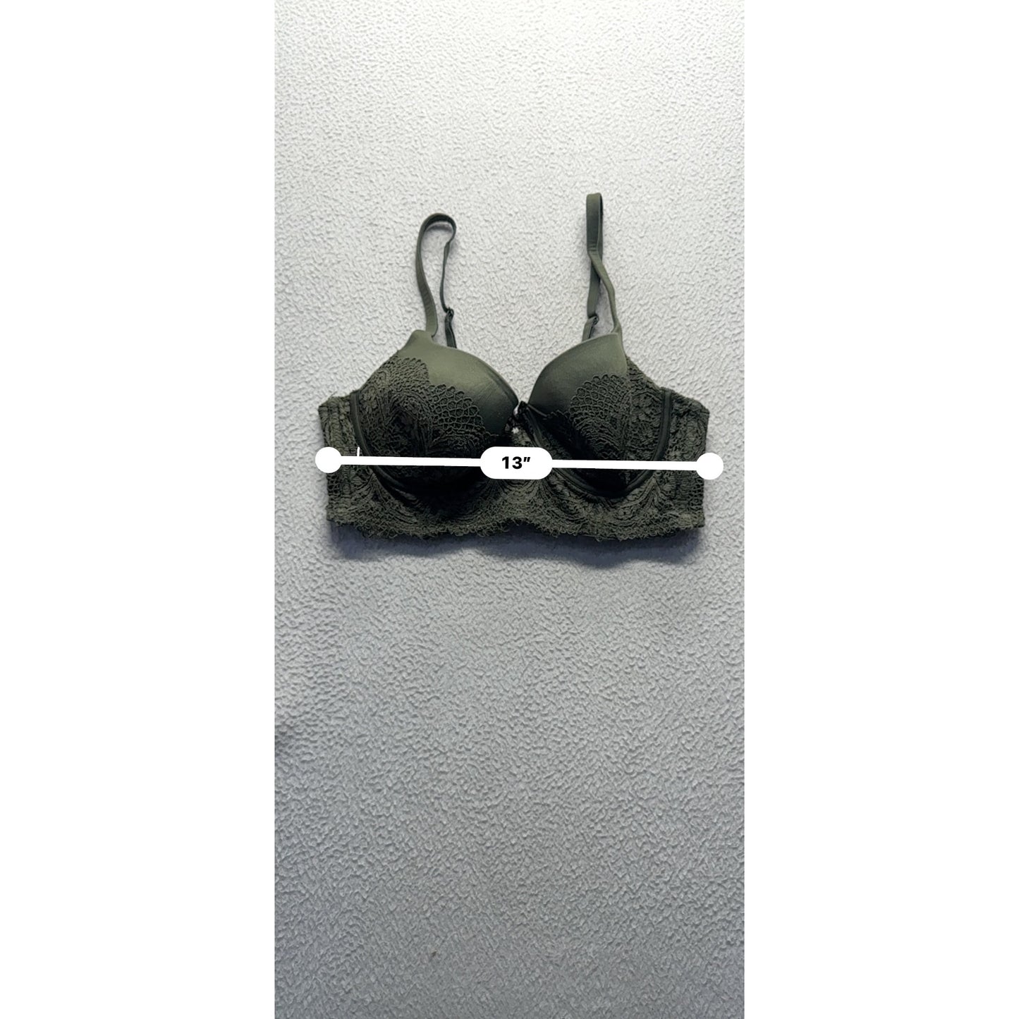 Victorias Secret Green Lace Underwire Bra 36C Adjustable Straps #9986