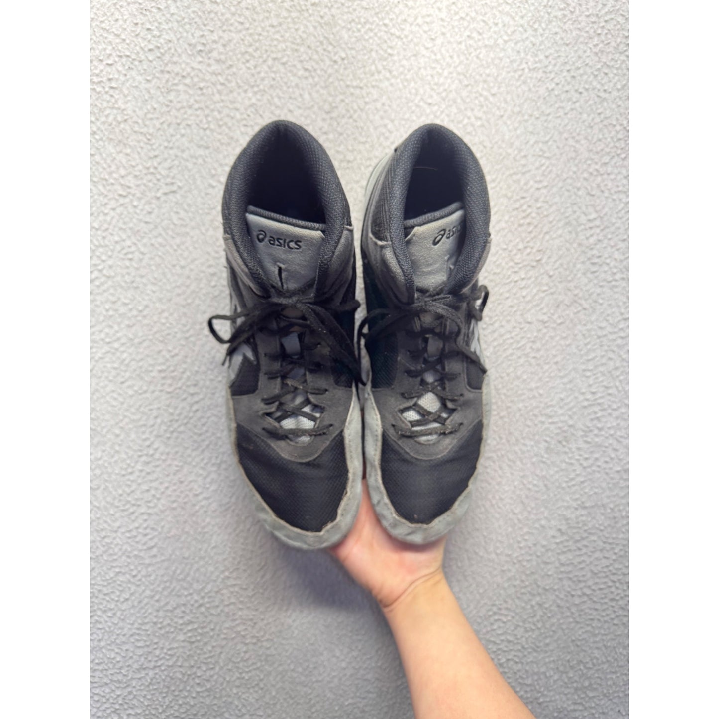 Asics Snapdown 2 Wrestling Shoes Black Gray Lace-Up Size 9 #9616