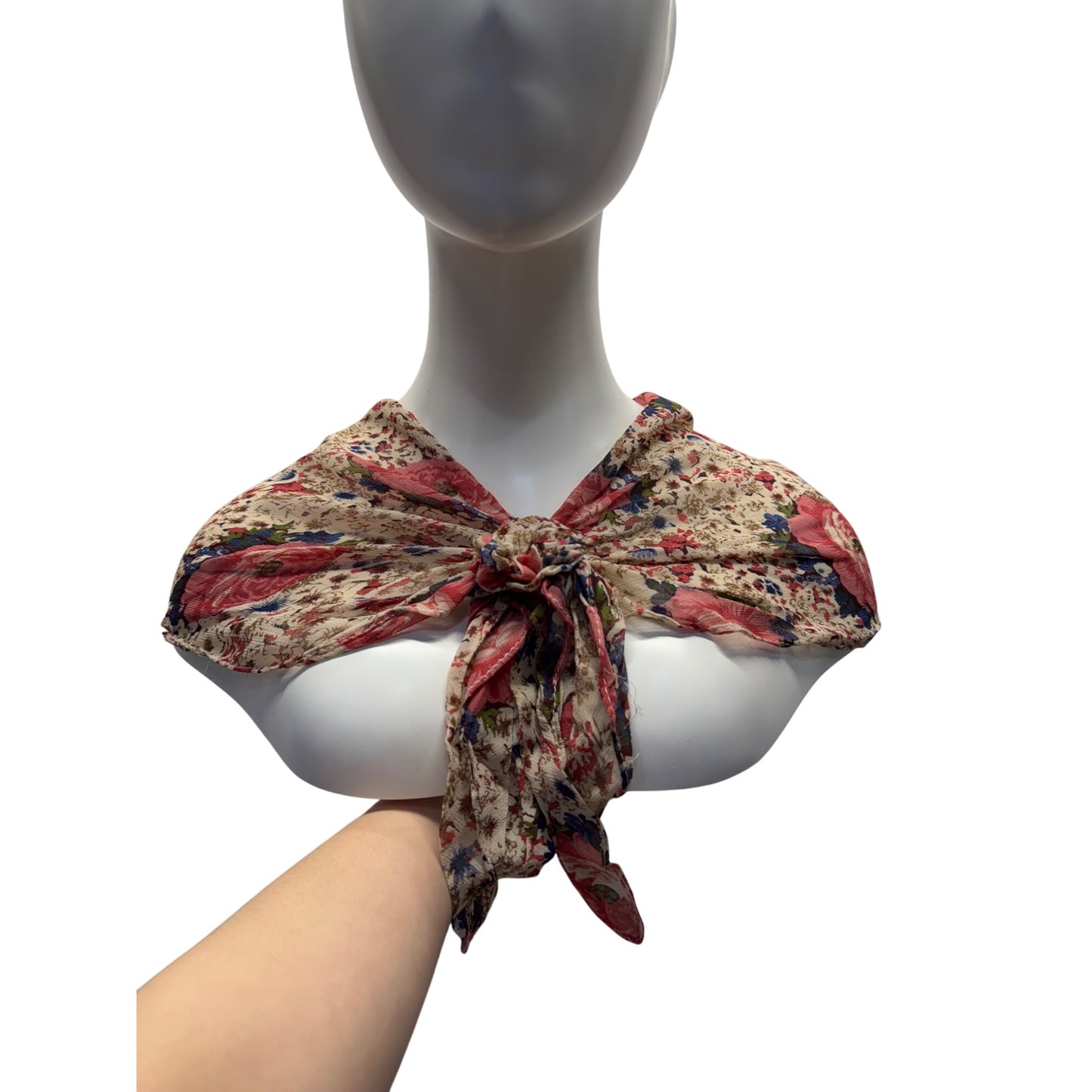 Floral Print Scarf Wrap By Accessory Street Beige Pink Blue Lightweight 9484