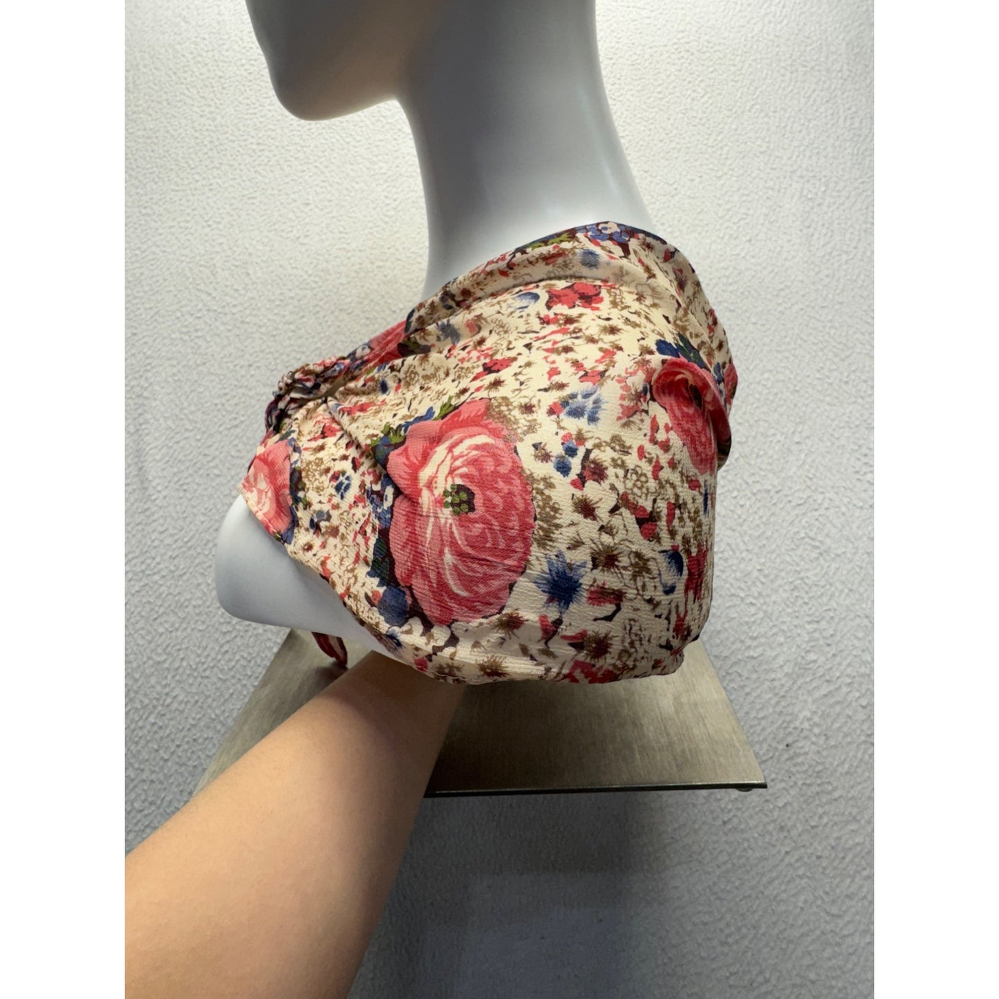 Floral Print Scarf Wrap By Accessory Street Beige Pink Blue Lightweight 9484