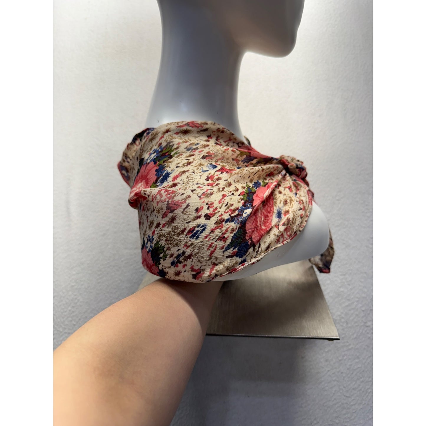 Floral Print Scarf Wrap By Accessory Street Beige Pink Blue Lightweight 9484