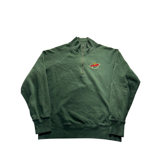 Men’s Minnesota Wild Green 1/4 Zip Pullover Sweatshirt #7741