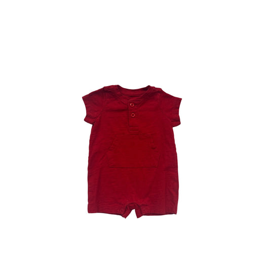 Baby Red Short-Sleeve Romper 0-3M #136C