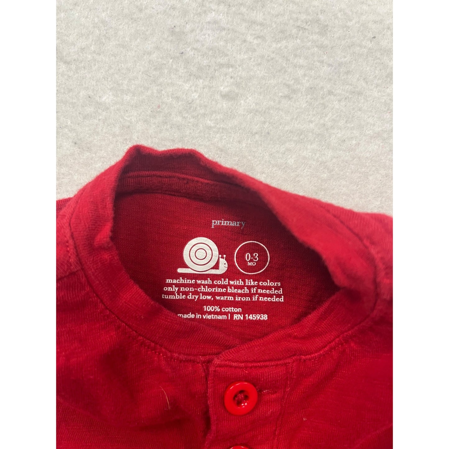 Baby Red Short-Sleeve Romper 0-3M #136C