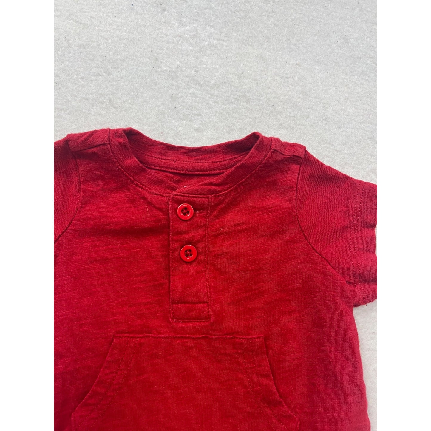 Baby Red Short-Sleeve Romper 0-3M #136C