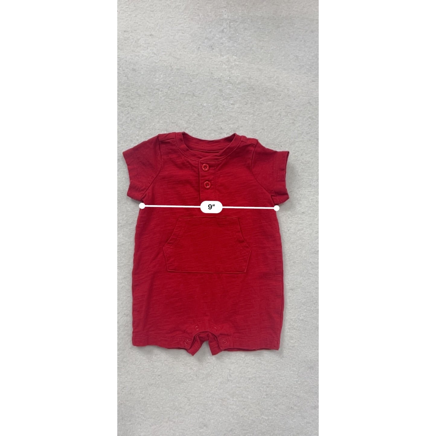 Baby Red Short-Sleeve Romper 0-3M #136C
