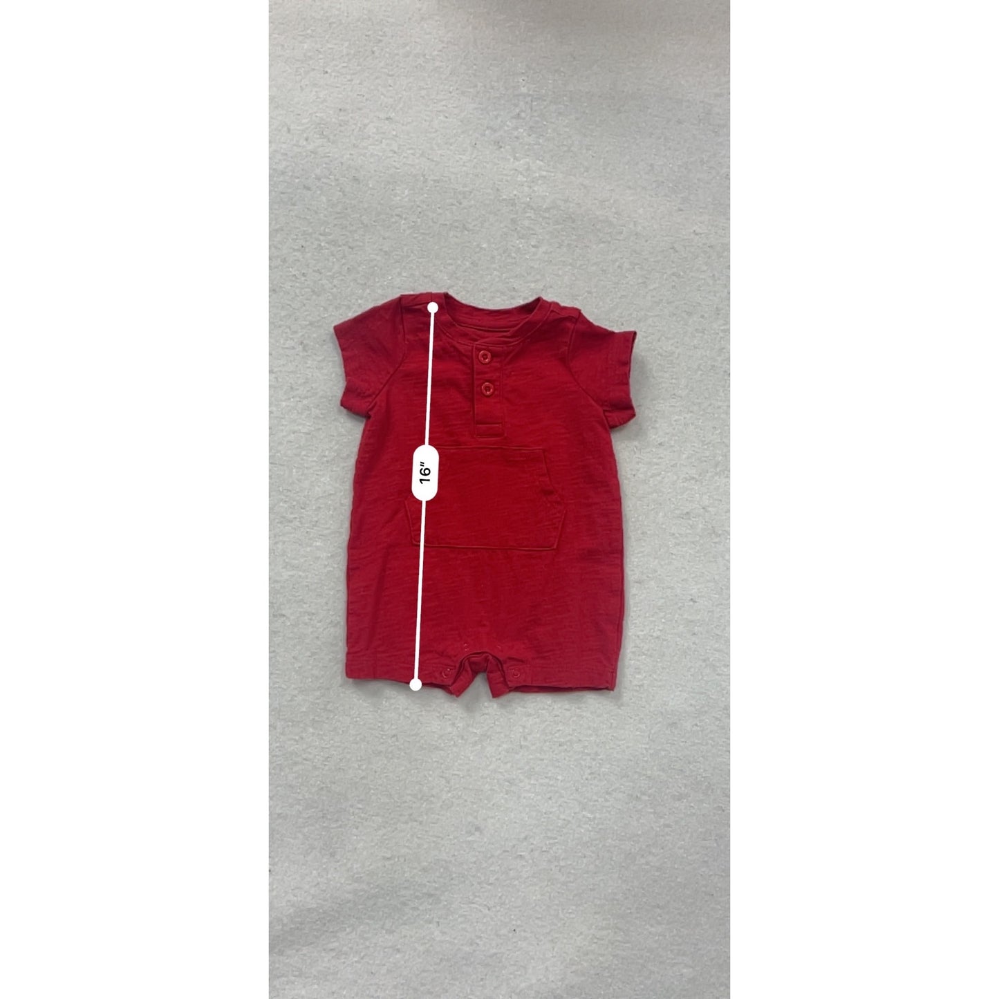 Baby Red Short-Sleeve Romper 0-3M #136C