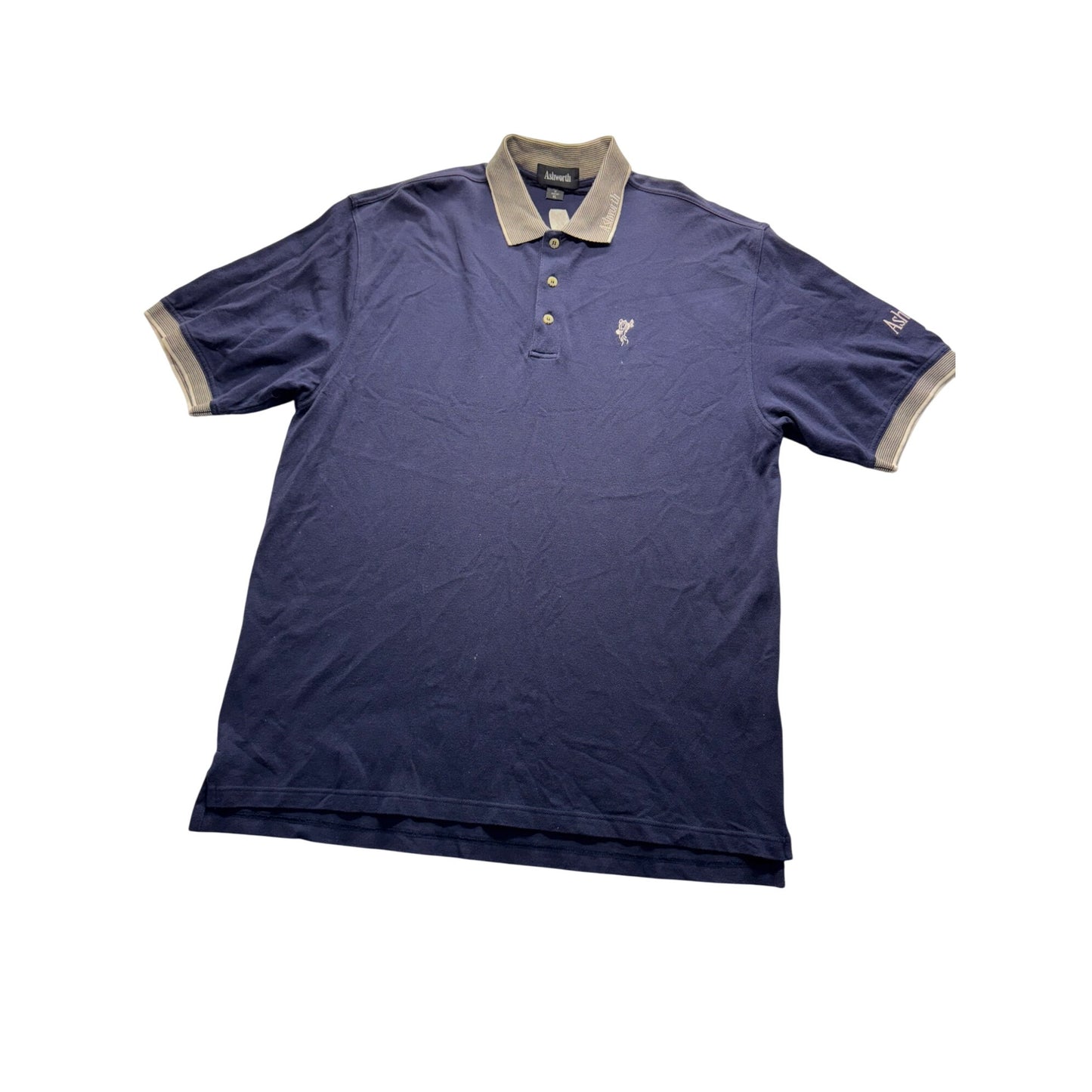 Ashworth XL Navy Golf Polo Shirt With Embroidered Logo100% Cotton #9080