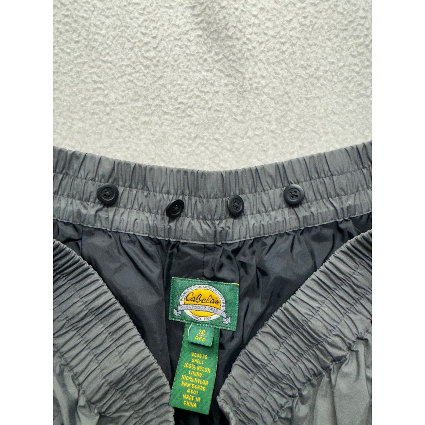 Cabelas Gray Lightweight Elastic-Waist Outdoor Pants Adjustable Hem 2XL #9461