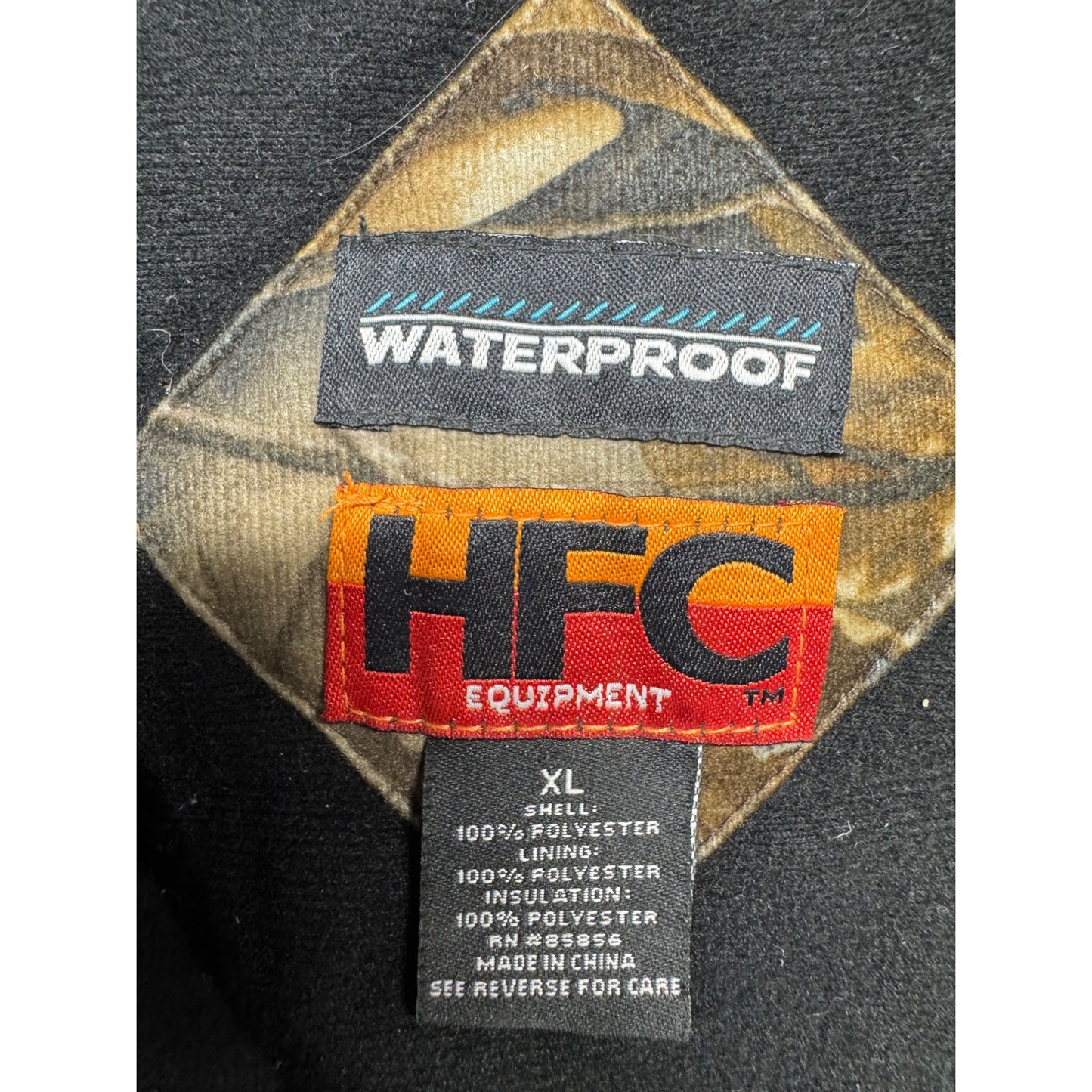 HFC Equipment Waterproof Hooded Camo Jacket XL 100% Polyester Hunting #9510