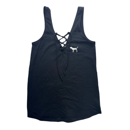 Victorias Secret Pink Black Lace-Up Tank Top Womens Size S #7113