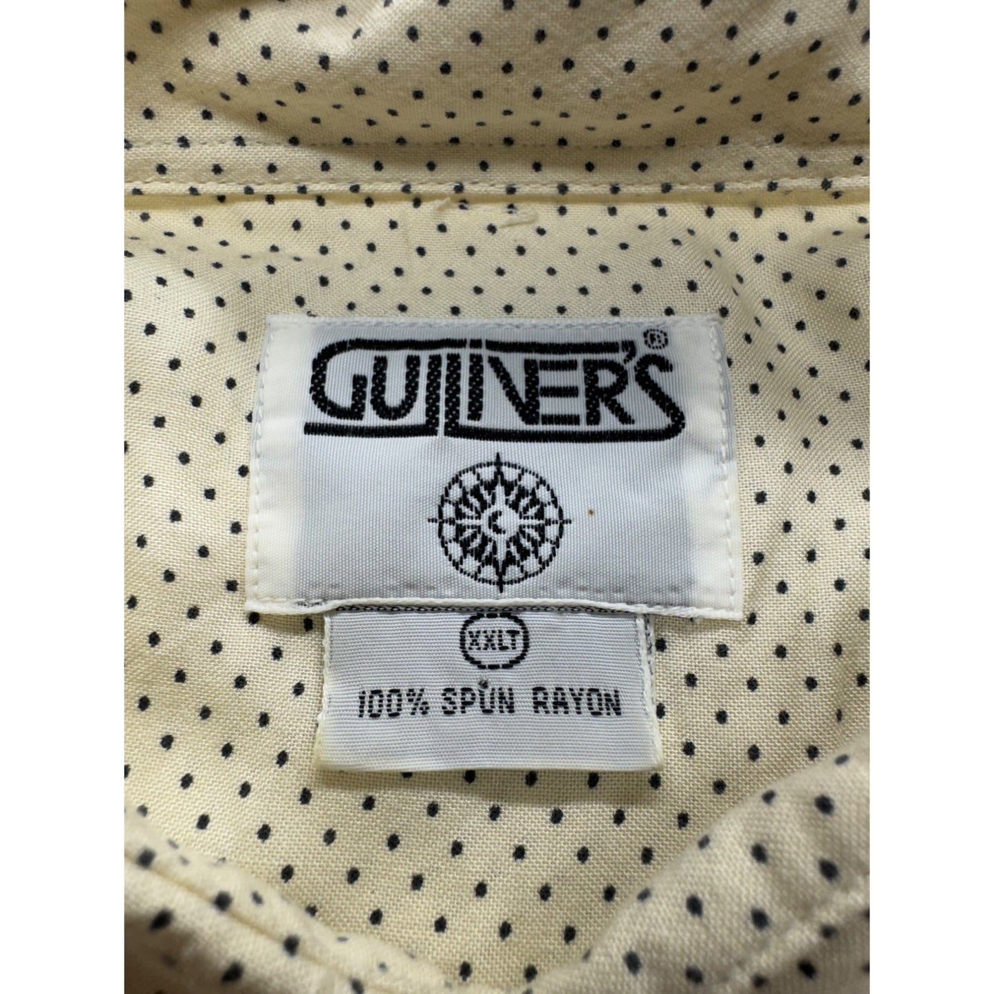 VTG Gullivers Polka Dot Button-Up Shirt XXL  Tall 100% Spun Rayon #9073