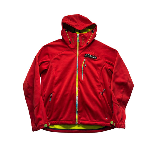 Phenix Red Hooded Jacket With Green Accents & Zippered Pockets #9425