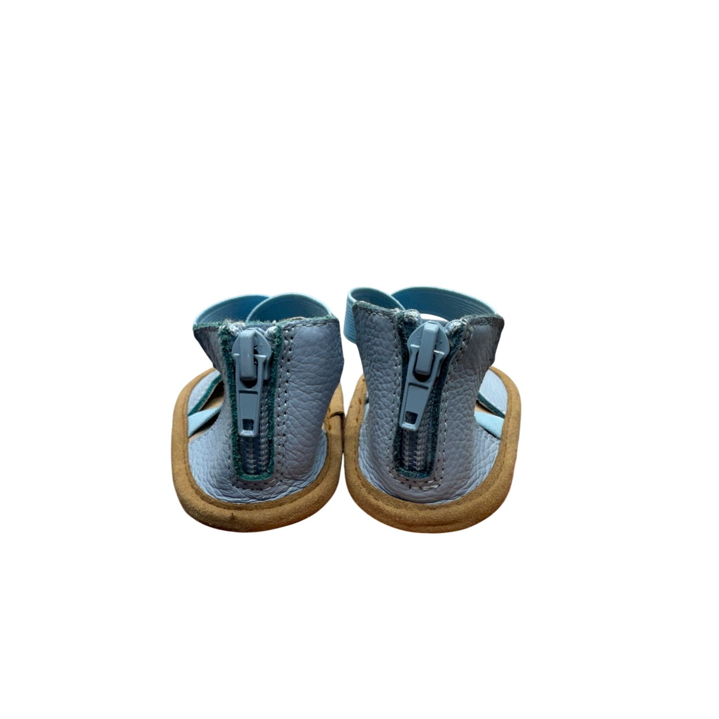 Blue Leather Baby Soft Sole Ankle Strap Crib Shoes Size 3 #9649